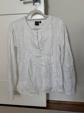 Women’s Gap White Eyelet Top Long Sleeve Blouse XS